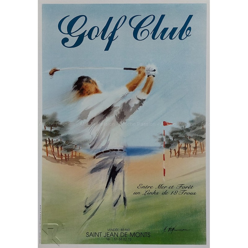 Affiche ancienne originale Golf Club Saint Jean de Monts Vendée