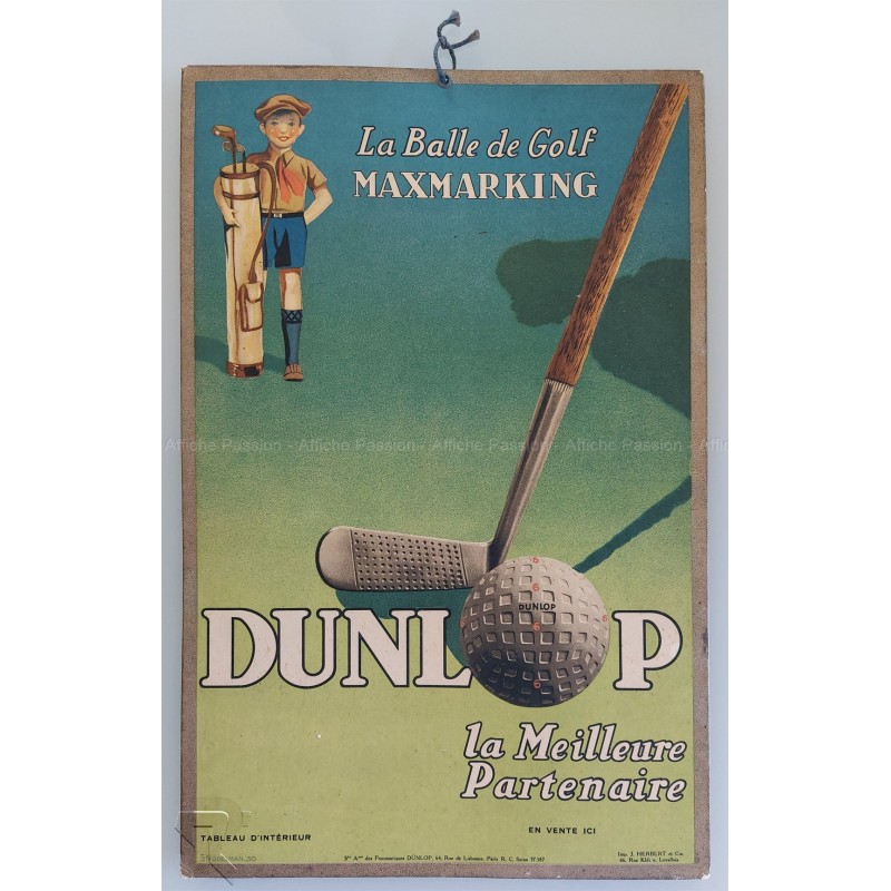 Carton publicitaire ancien original balle de Golf DUNLOP Maxmarking
