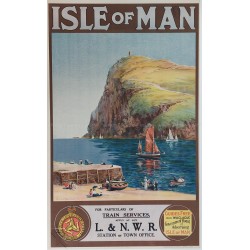 Affiche ancienne originale Isle of Man London North Western Railway