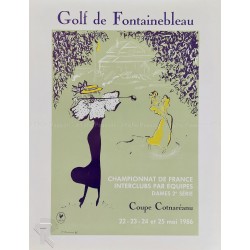 Affiche ancienne originale Golf de Fontainebleau FFG 1986 ROUVEAU