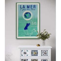 Framed Original vintage poster Mermaid La Mer a fait son choix vous aussi