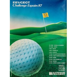 Affiche ancienne originale Golf Peugeot Challenge Espoir 1987
