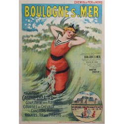 Affiche ancienne originale Boulogne sur Mer Chemin fer Nord Georges REDON