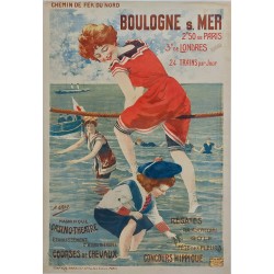 Affiche ancienne originale Boulogne sur Mer Chemin fer Nord Henri GRAY