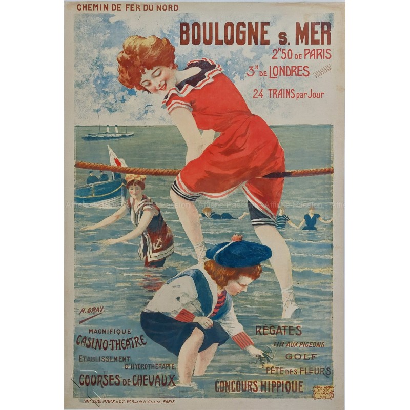 Original vintage poster Boulogne sur Mer Henri GRAY Chemin fer Nord