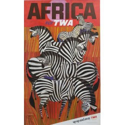 Affiche ancienne originale Fly TWA Africa up up and away David Klein