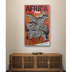 Encadrée affiche ancienne originale Fly TWA Africa up up and away David Klein