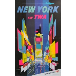 Original vintage travel poster TWA New York up up and away David KLEIN