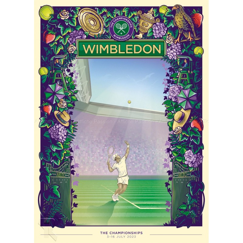 Affiche originale Tennis Wimbledon Homme 2023