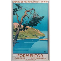 Affiche ancienne originale Formentor Mallorca Baléares ALO Charles HALLO