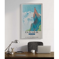 Framed original vintage poster CHAMONIX Mont-Blanc SAMIVEL