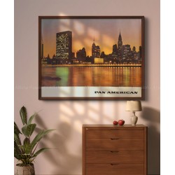 Framed original vintage poster NEW YORK Pan American KRONFELD