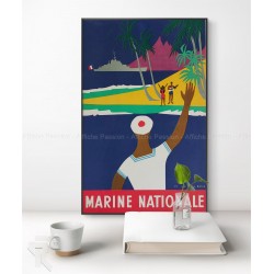 Encadrée affiche ancienne originale Marine Nationale Luc Marie BAYLE