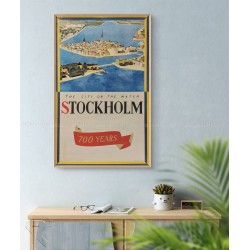 Framed original vintage poster The City of Water Stockholm Olle NYMAN