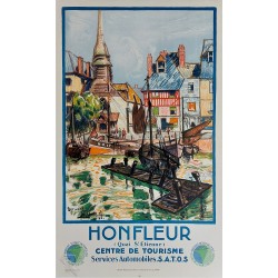 Affiche ancienne originale HONFLEUR Quai Saint Etienne LACHEVRE