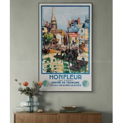 Framed original vintage poster HONFLEUR Quai Saint Etienne LACHEVRE
