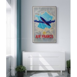 Encadrée affiche ancienne originale Air France Vers Des Ciels Nouveaux 1946