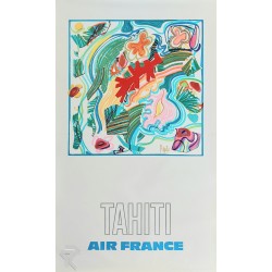 Affiche ancienne originale Air France TAHITI Raymond PAGES