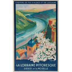 Affiche ancienne originale La Lorraine Pittoresque Sierck Moselle GALLAND