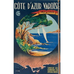 Original vintage poster Côte d'Azur Varoise Mer et Soleil SNCF MORERA