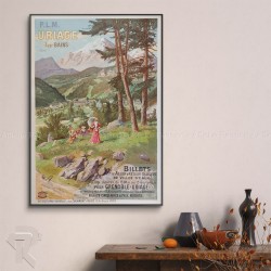 Framed original vintage poster PLM URIAGE LES BAINS Isère TANCONVILLE