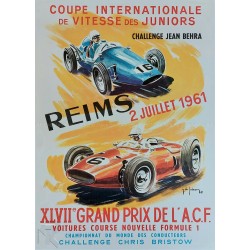 Affiche ancienne originale Grand prix ACF Reims 1961 Jean DES GACHONS