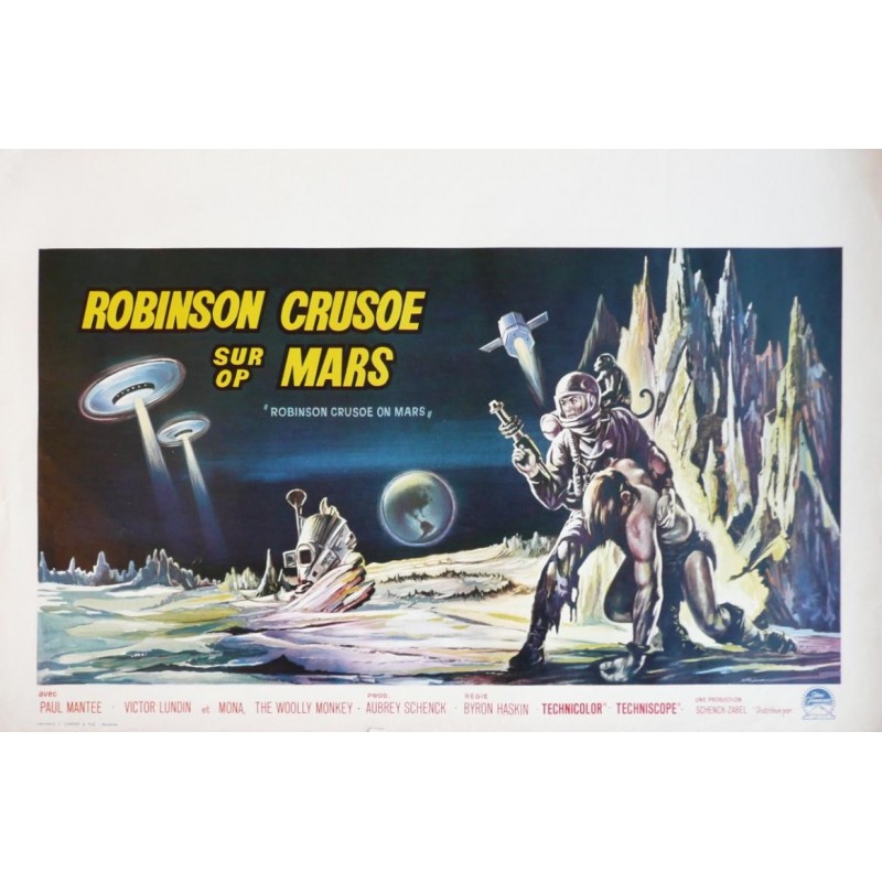 Affiche originale cinéma belge scifi science fiction " Robinson crusoe sur mars " Paramount