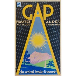 Affiche ancienne originale PLM Ski GAP Hautes Alpes Gaston GORDE