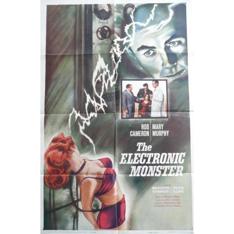 Affiche originale cinéma USA horreur hammer  " The electronic monster " Columbia pictures