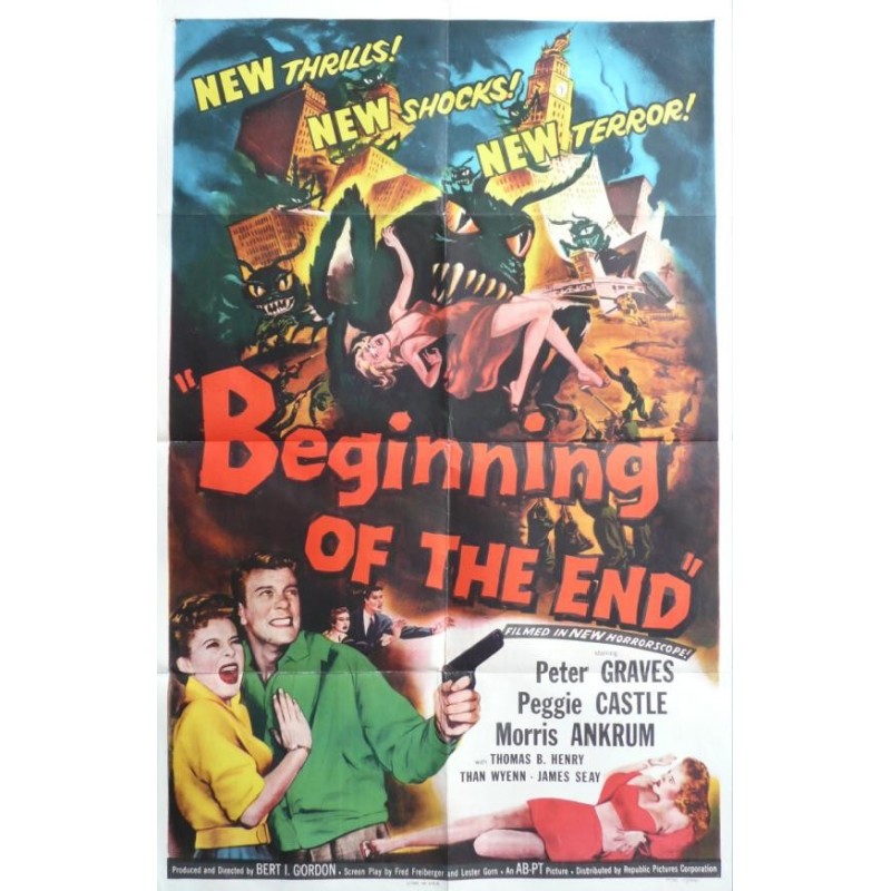 Original vintage poster cinema USA science fiction scifi  "  Beginning of the end " 1957 Republic pictures corporation