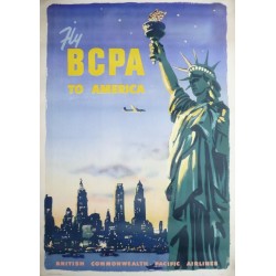Affiche originale Fly BCPA to America New York
