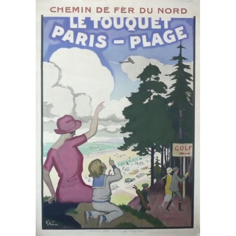 Original vintage poster Le Touquet Paris Plage - Chemin de fer du nord - GRUN