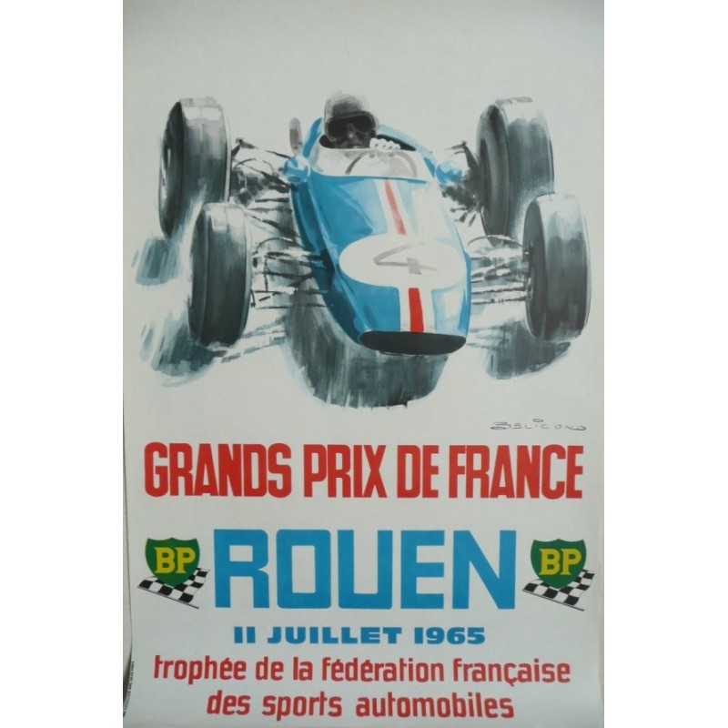 Affiche originale Rouen grands prix de France 1965 - Michel BELIGOND