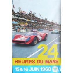 Affiche originale 24 heures du Mans 1968 Photo André Delourmel