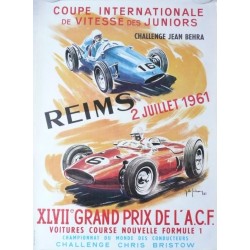 Affiche originale XLVII Grand prix de l'ACF Reims 1961 - Jean DES GACHONS