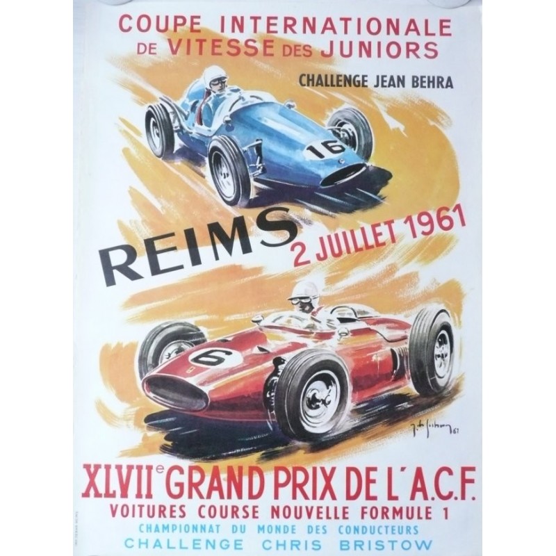 Original vintage poster XLVII Grand prix de l'ACF Reims 1961 - Jean DES GACHONS