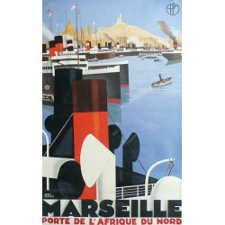 Affiche originale Marseille Porte Afrique du Nord - PLM - Roger BRODERS