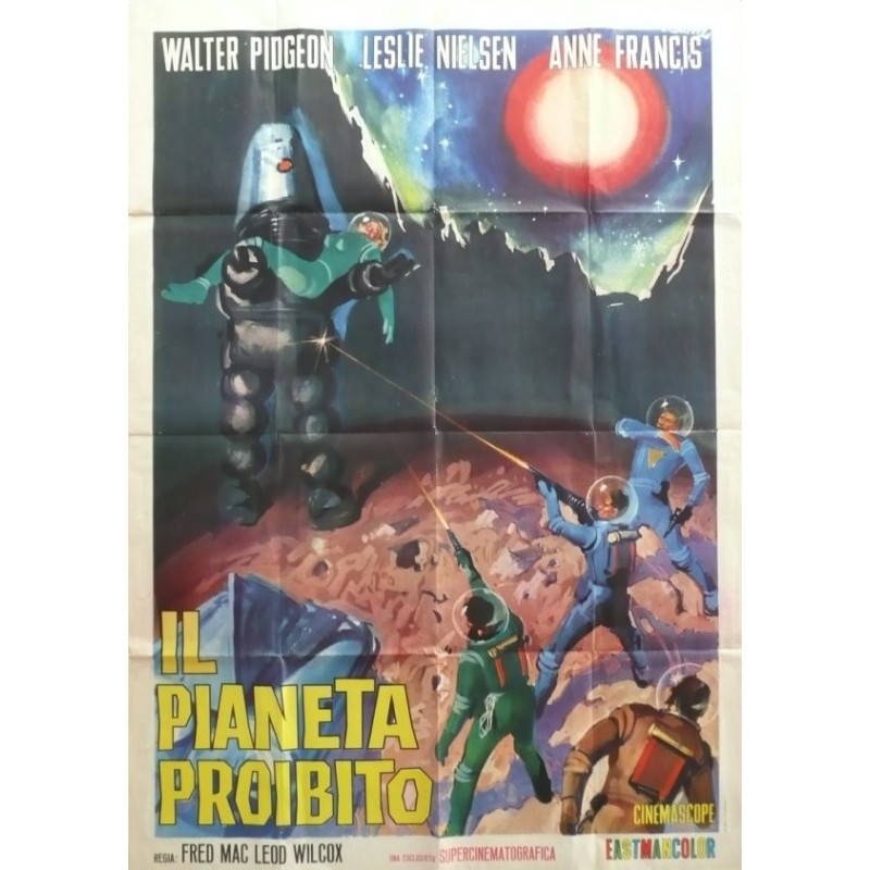 Affiche originale cinéma Italie science fiction scifi " Il pianeta Prohibito, Forbidden planet "