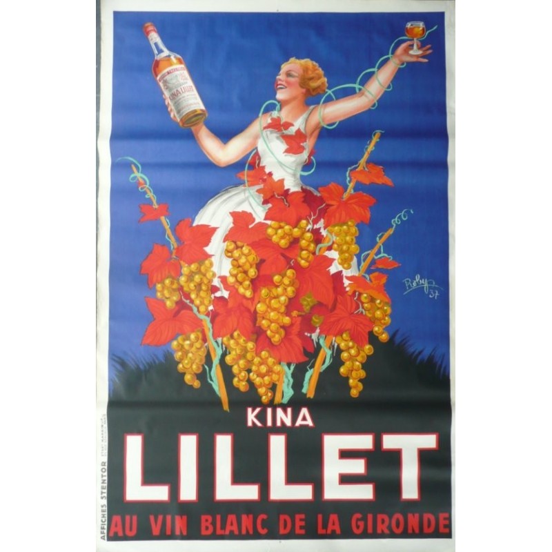VINTAGE FRENCH WINE POSTER Kina Lillet by Robys 27.5x39.5 Bar Den Art Print 