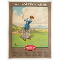 Affiche originale golf, the golfing girl, caledonian railway