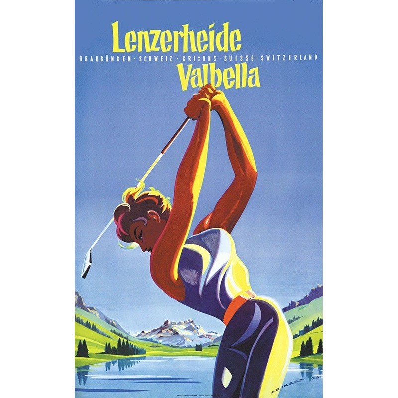 Affiche originale golf Lenzerheide Valbella Switzerland - Martin PEIKERT