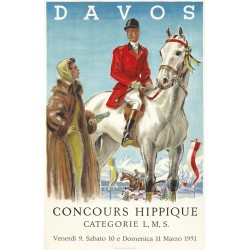 Original vintage poster Davos - Concours Hippique 1951