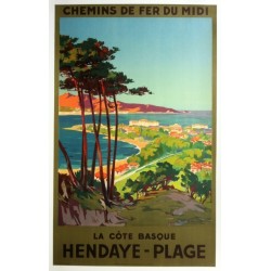 Original vintage poster Hendaye plage - La côte basque - E PAUL CHAMPSEIX