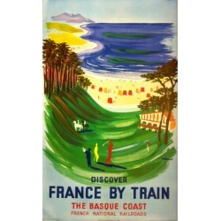 Original vintage poster Discover France by train the basque coast  - Bernard Villemot