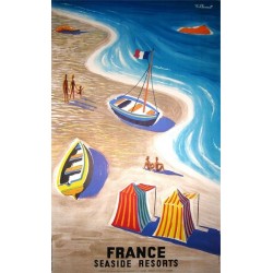 Affiche ancienne originale France seaside resorts, plages de France  - Bernard Villemot