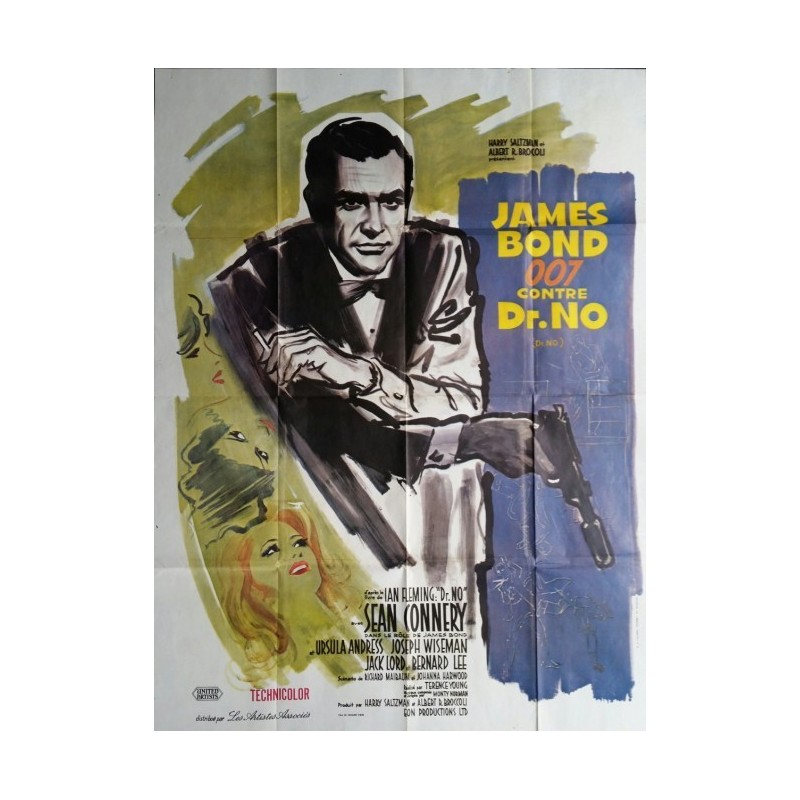 Original vintage french movie poster James bond " James bond 007 contre Dr NO " Sean Connery