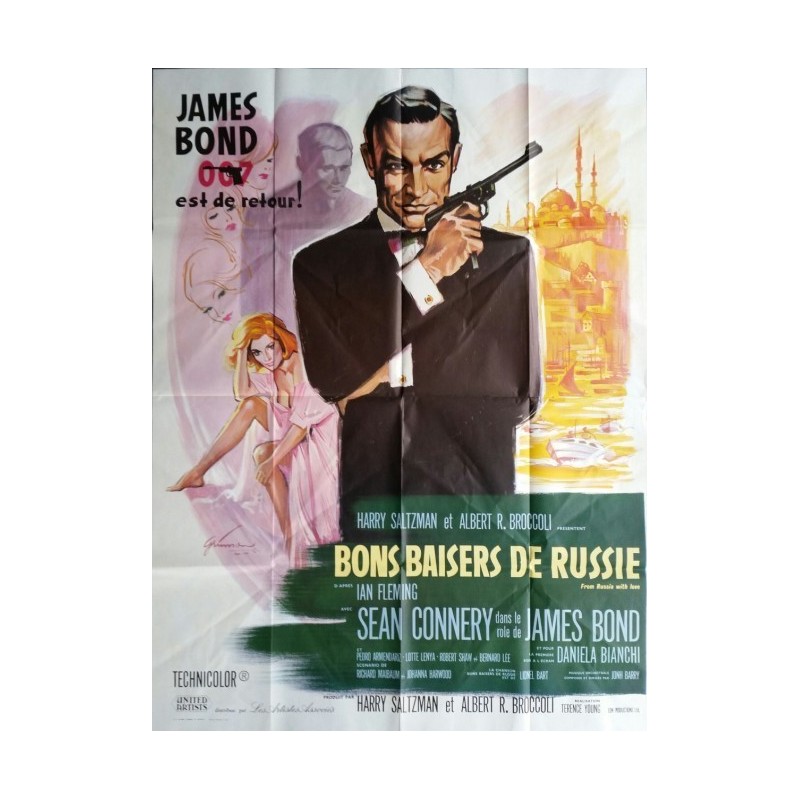 Original vintage french movie poster James bond 007 " From Russia with love " Sean Connery