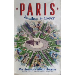 Original vintage poster Pan American PARIS, arc de triomphe