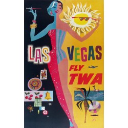 Affiche originale TWA Las Vegas - David Klein