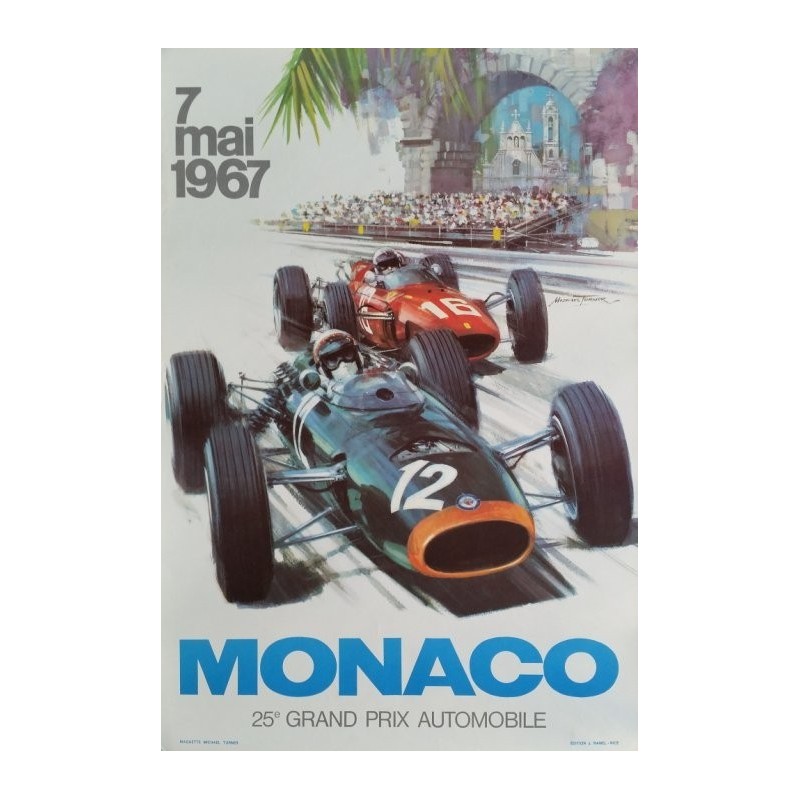 Affiche originale Grand Prix de Monaco F1 1967 - Michael TURNER